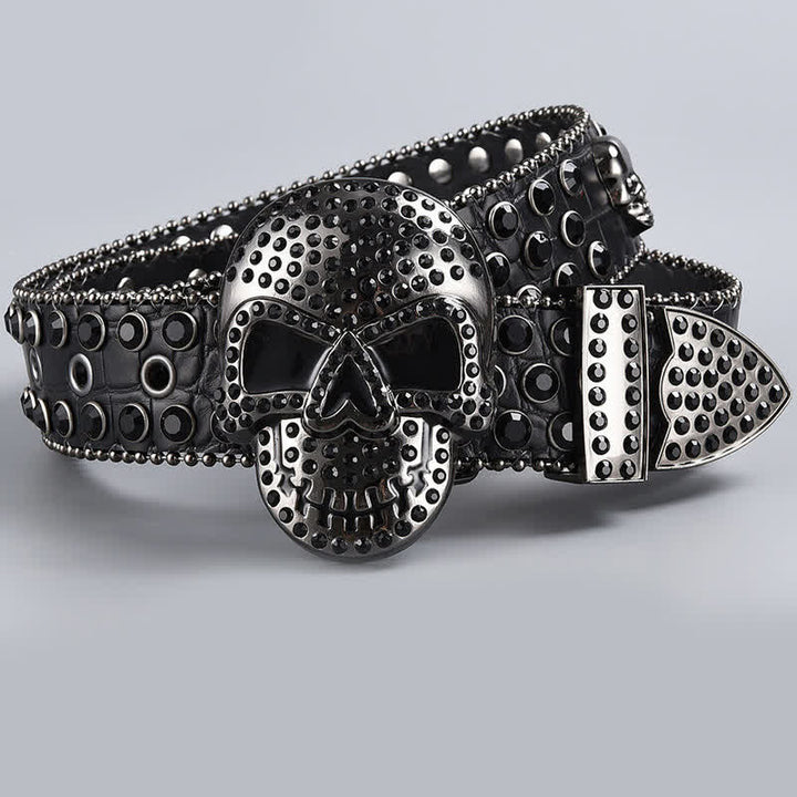 Punk Death Ghost Rhinestone Beaded Leather Belt - Style #22 - 44 - image 24