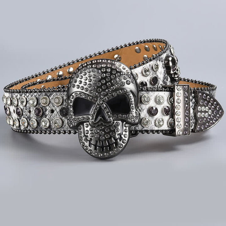 Punk Death Ghost Rhinestone Beaded Leather Belt - Style #26 - 44 - image 28