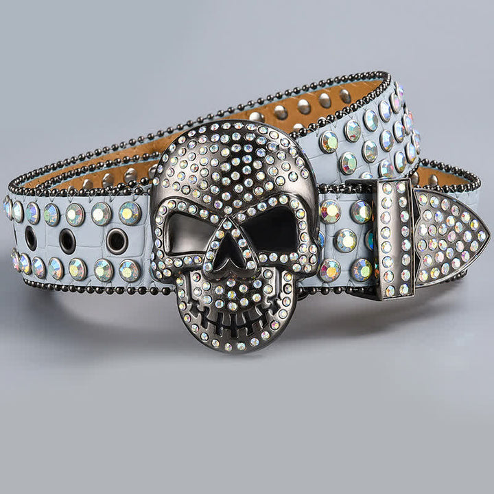 Punk Death Ghost Rhinestone Beaded Leather Belt - Style #24 - 44 - image 26