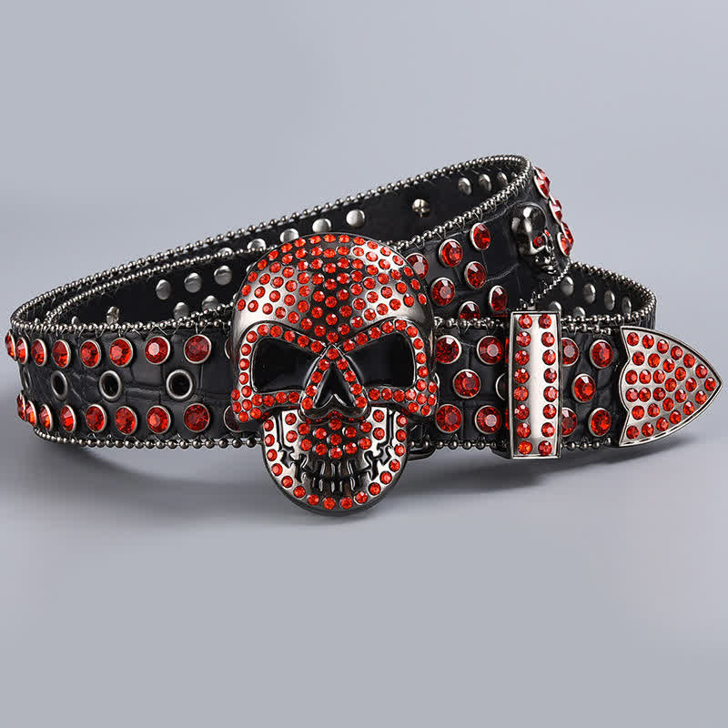 Punk Death Ghost Rhinestone Beaded Leather Belt - Style #23 - 44 - image 25