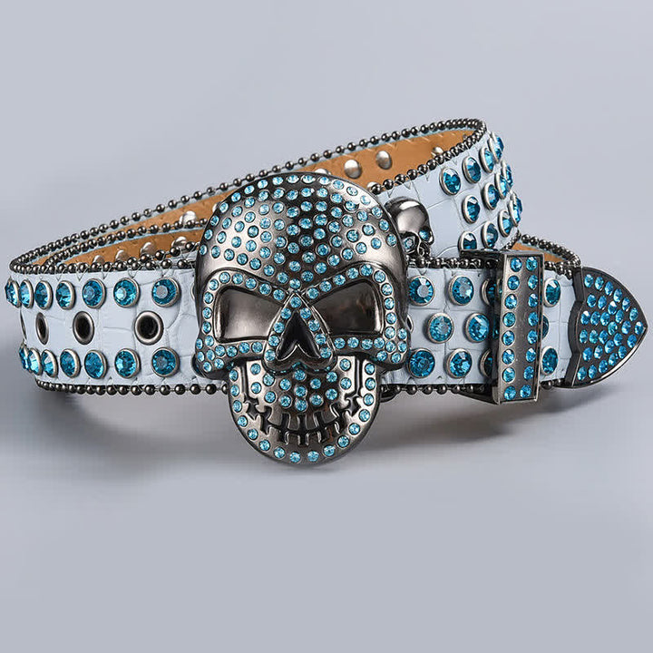 Punk Death Ghost Rhinestone Beaded Leather Belt - Style #25 - 44 - image 27