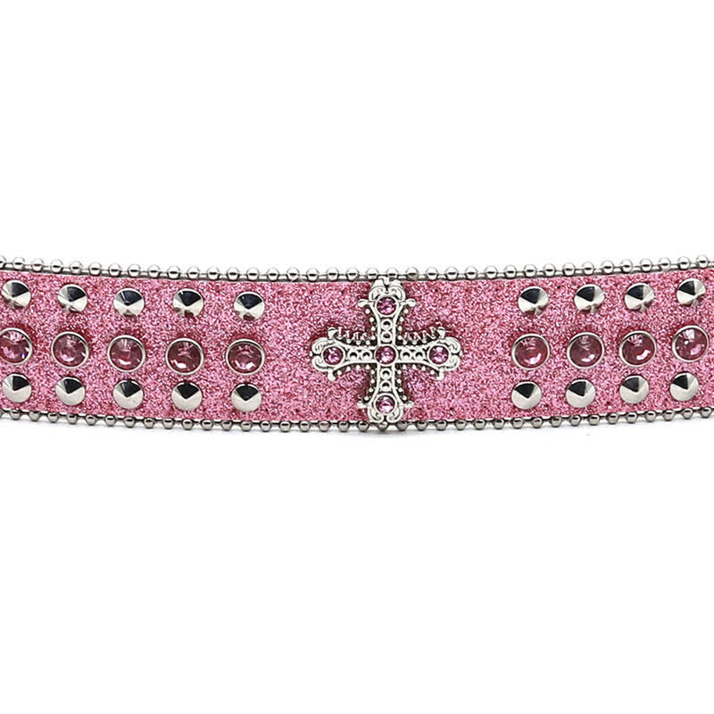Stylish Gothic Cross Rhinestone Studded Leather Belt - image 4