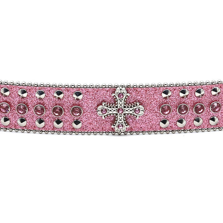 Stylish Gothic Cross Rhinestone Studded Leather Belt - image 4