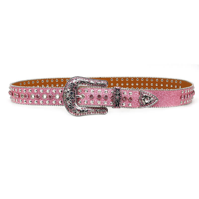 Stylish Gothic Cross Rhinestone Studded Leather Belt - image 2