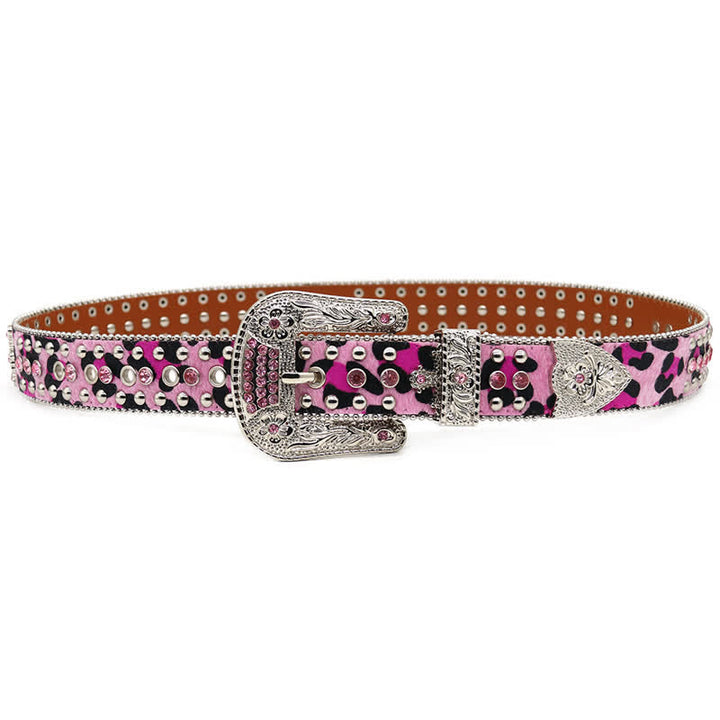  Cross Rivet Studded Bling Rhinestone Leather Belt - image 4