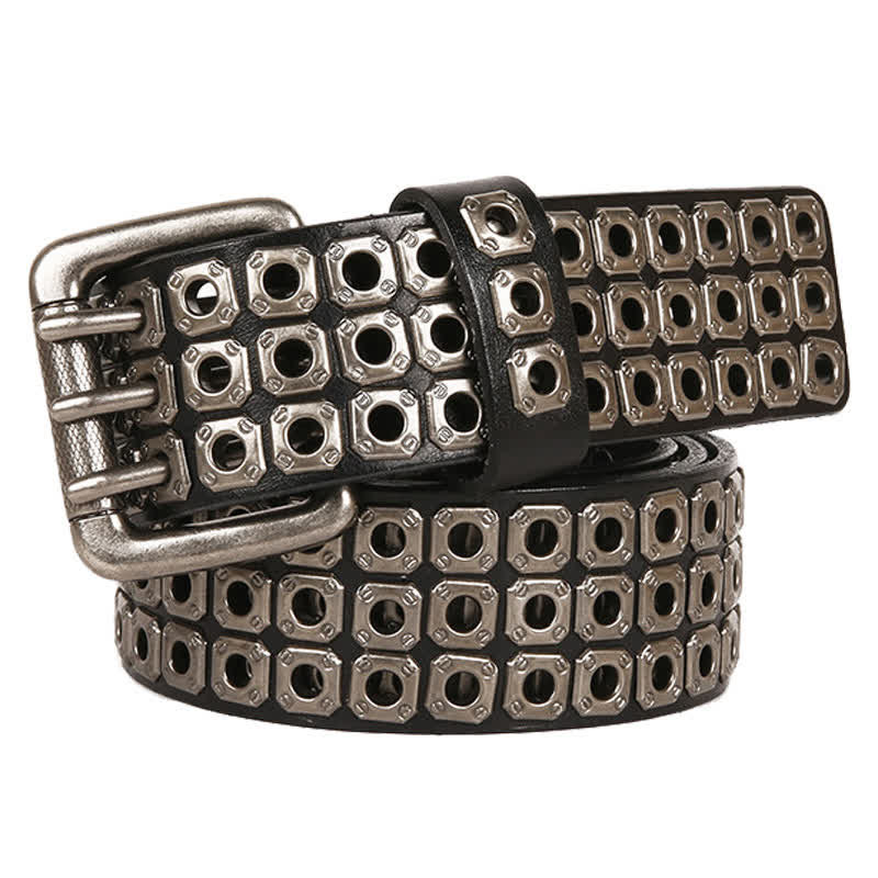 Punk Rock Heavy Metal Square Rivet Leather Belt - image 9