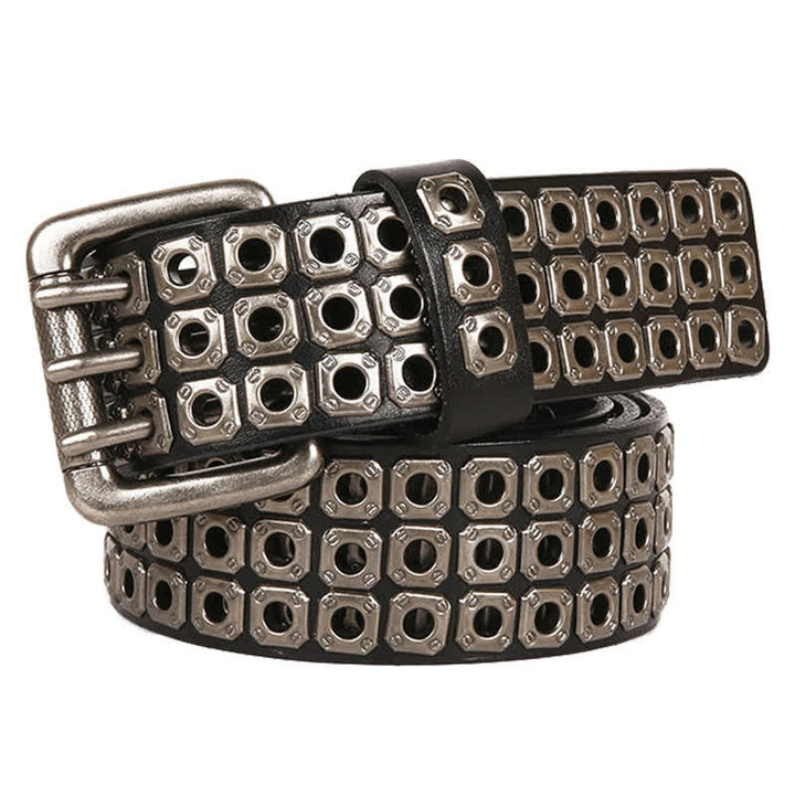 Punk Rock Heavy Metal Square Rivet Leather Belt - image 9