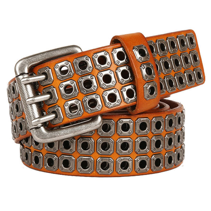 Punk Rock Heavy Metal Square Rivet Leather Belt - image 1