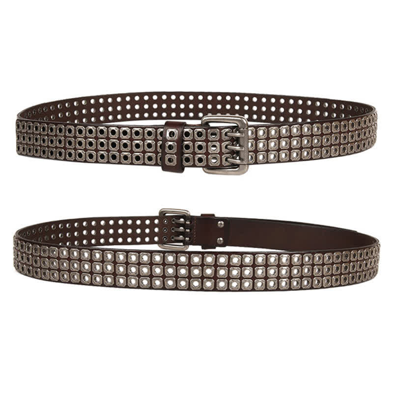 Punk Rock Heavy Metal Square Rivet Leather Belt - image 6