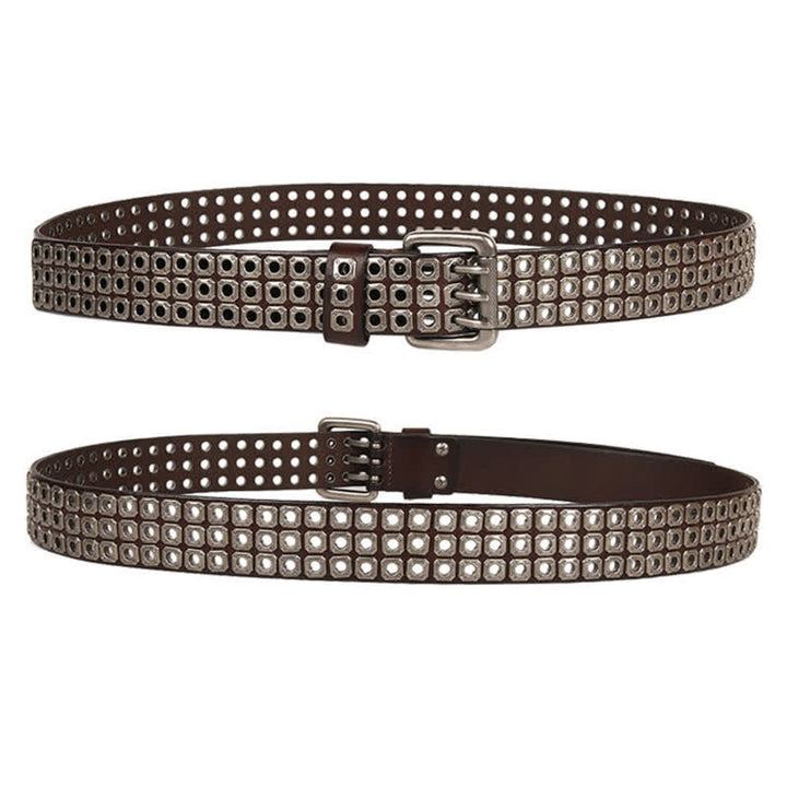 Punk Rock Heavy Metal Square Rivet Leather Belt - image 6
