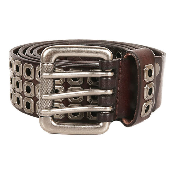 Punk Rock Heavy Metal Square Rivet Leather Belt - image 4