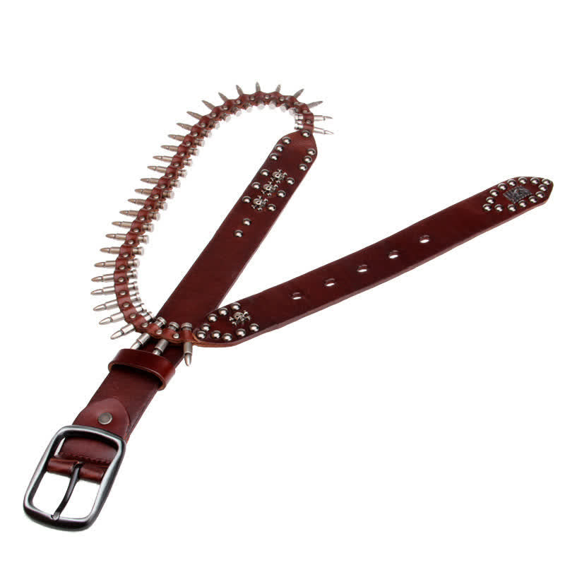 Personality Cool Bullet Rivet Leather Belt - image 13