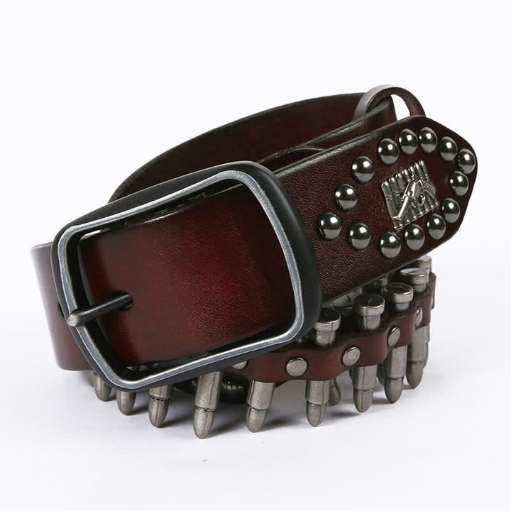 Personality Cool Bullet Rivet Leather Belt - image 12