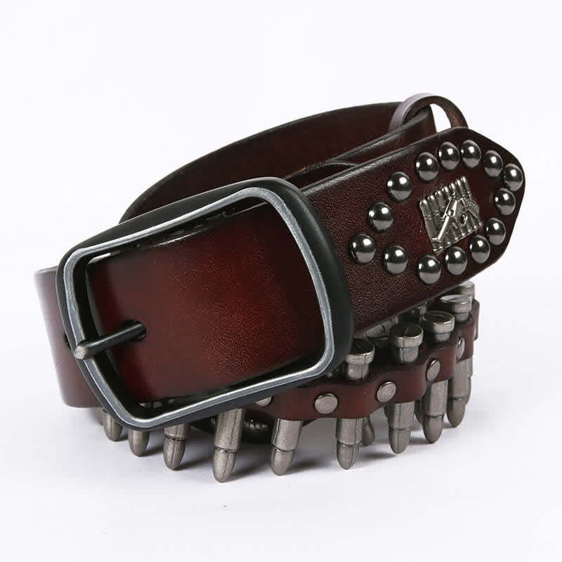Personality Cool Bullet Rivet Leather Belt - image 12