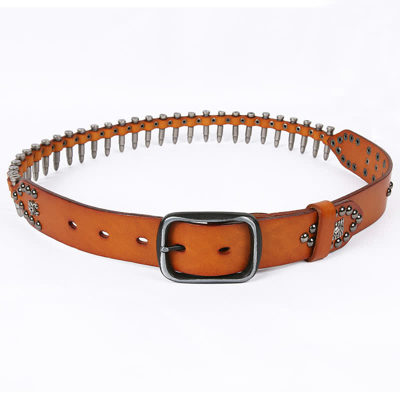 Personality Cool Bullet Rivet Leather Belt - image 1