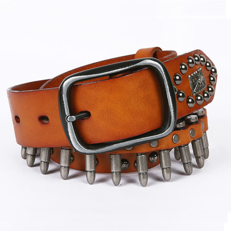 Personality Cool Bullet Rivet Leather Belt - image 3