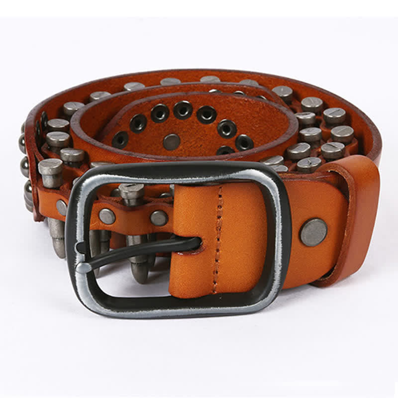 Personality Cool Bullet Rivet Leather Belt - image 4