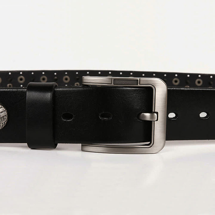 Motorcycle Jeans Heavy Metal Rivet Leather Belt - image 11