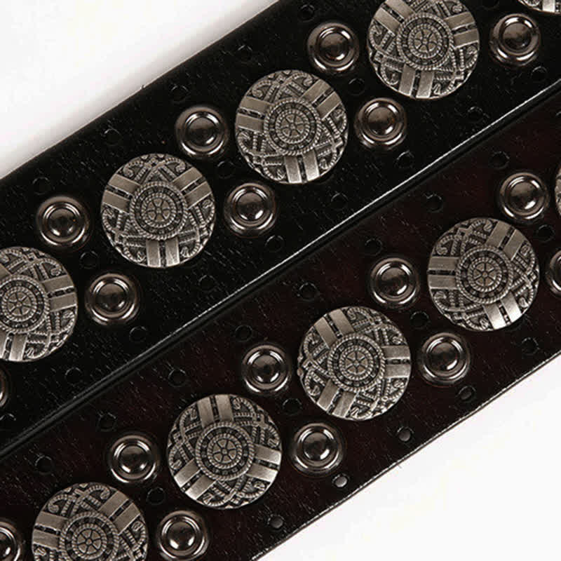 Motorcycle Jeans Heavy Metal Rivet Leather Belt - image 17