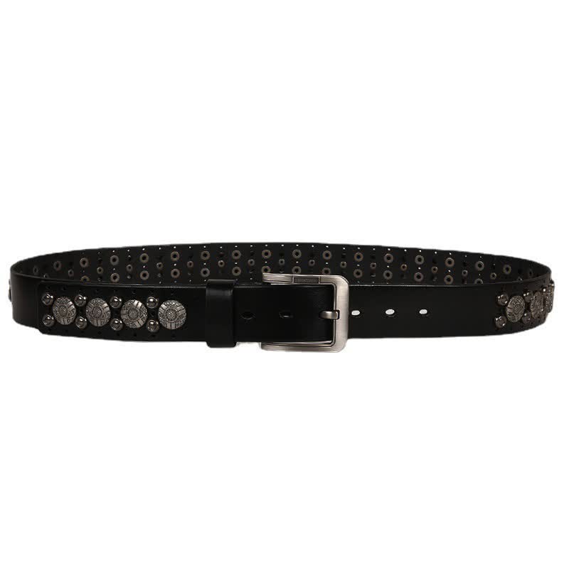 Motorcycle Jeans Heavy Metal Rivet Leather Belt - image 3