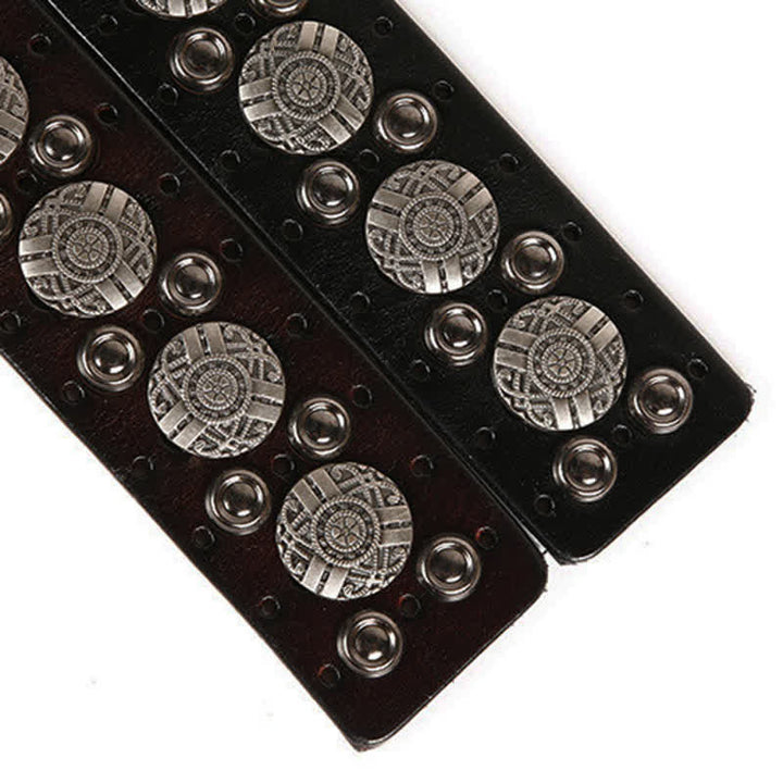 Motorcycle Jeans Heavy Metal Rivet Leather Belt - image 15