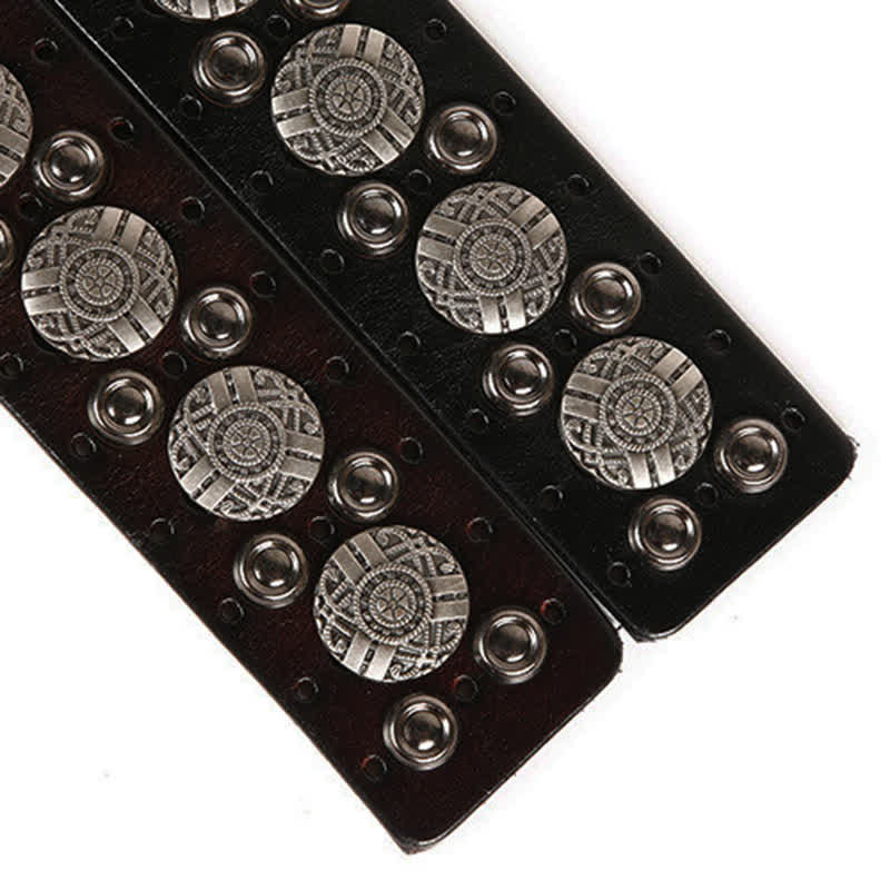 Motorcycle Jeans Heavy Metal Rivet Leather Belt - image 15