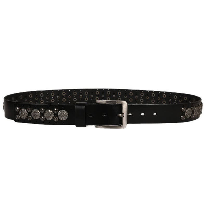 Motorcycle Jeans Heavy Metal Rivet Leather Belt - image 3