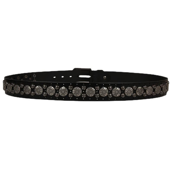 Motorcycle Jeans Heavy Metal Rivet Leather Belt - image 4