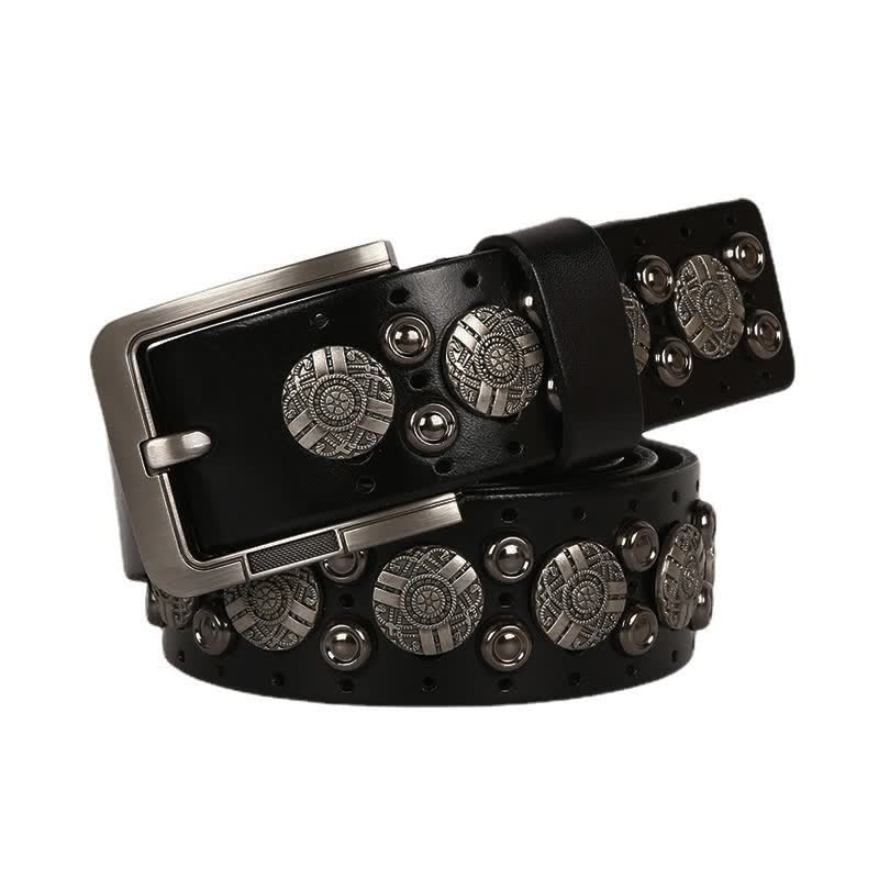 Motorcycle Jeans Heavy Metal Rivet Leather Belt - image 1