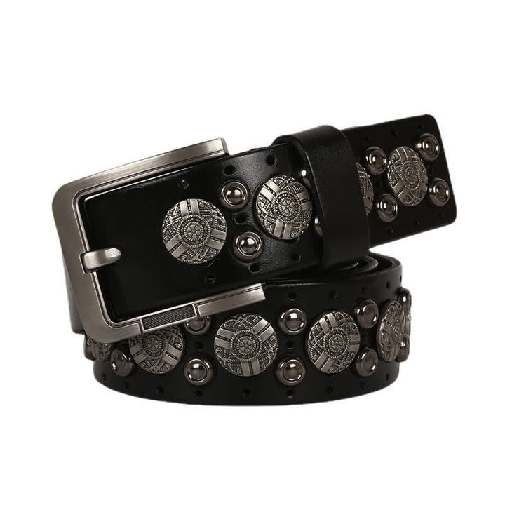 Motorcycle Jeans Heavy Metal Rivet Leather Belt - image 1