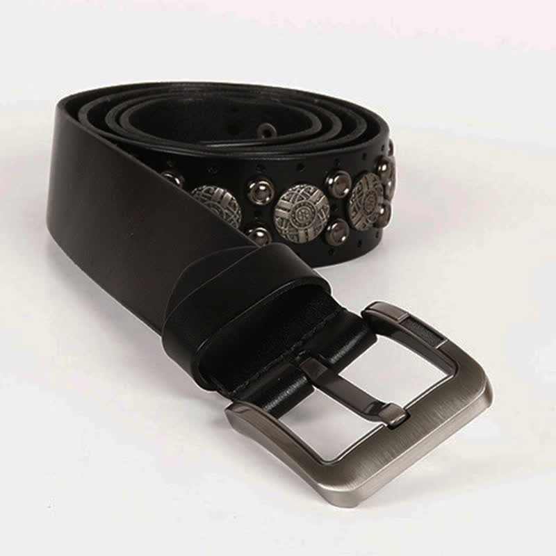 Motorcycle Jeans Heavy Metal Rivet Leather Belt - image 6