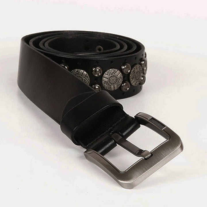 Motorcycle Jeans Heavy Metal Rivet Leather Belt - image 6