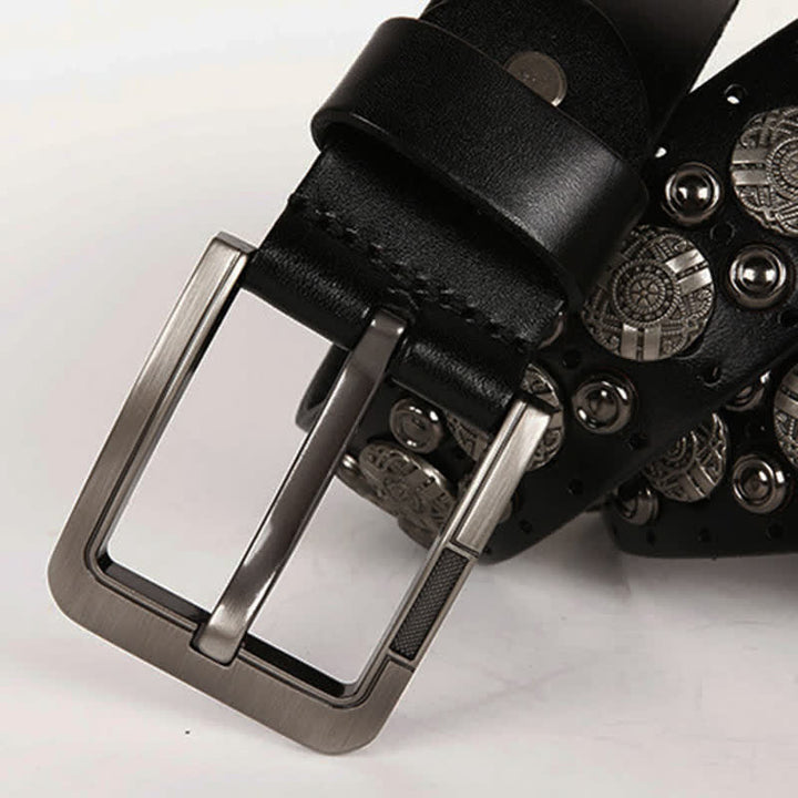 Motorcycle Jeans Heavy Metal Rivet Leather Belt - image 9
