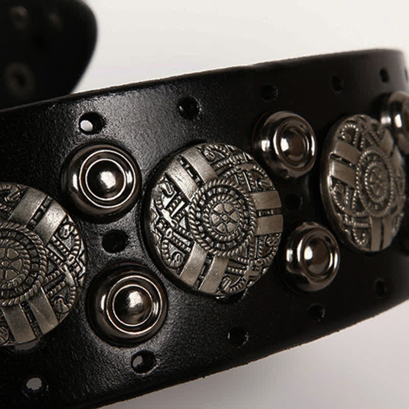 Motorcycle Jeans Heavy Metal Rivet Leather Belt - image 10