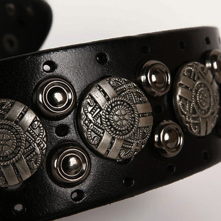 Motorcycle Jeans Heavy Metal Rivet Leather Belt - image 10