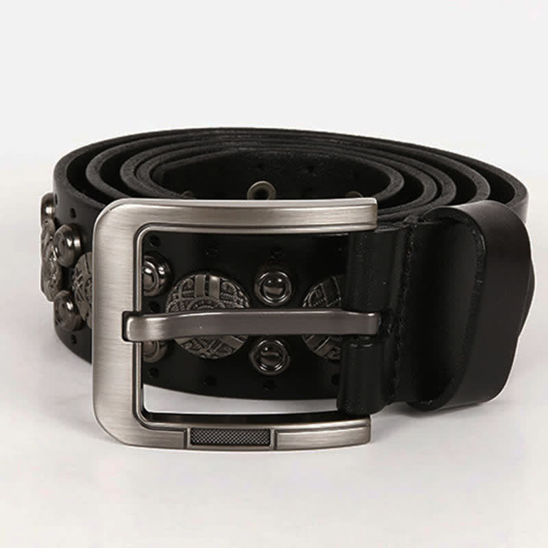 Motorcycle Jeans Heavy Metal Rivet Leather Belt - image 5