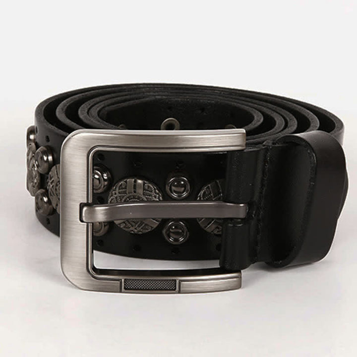 Motorcycle Jeans Heavy Metal Rivet Leather Belt - image 5