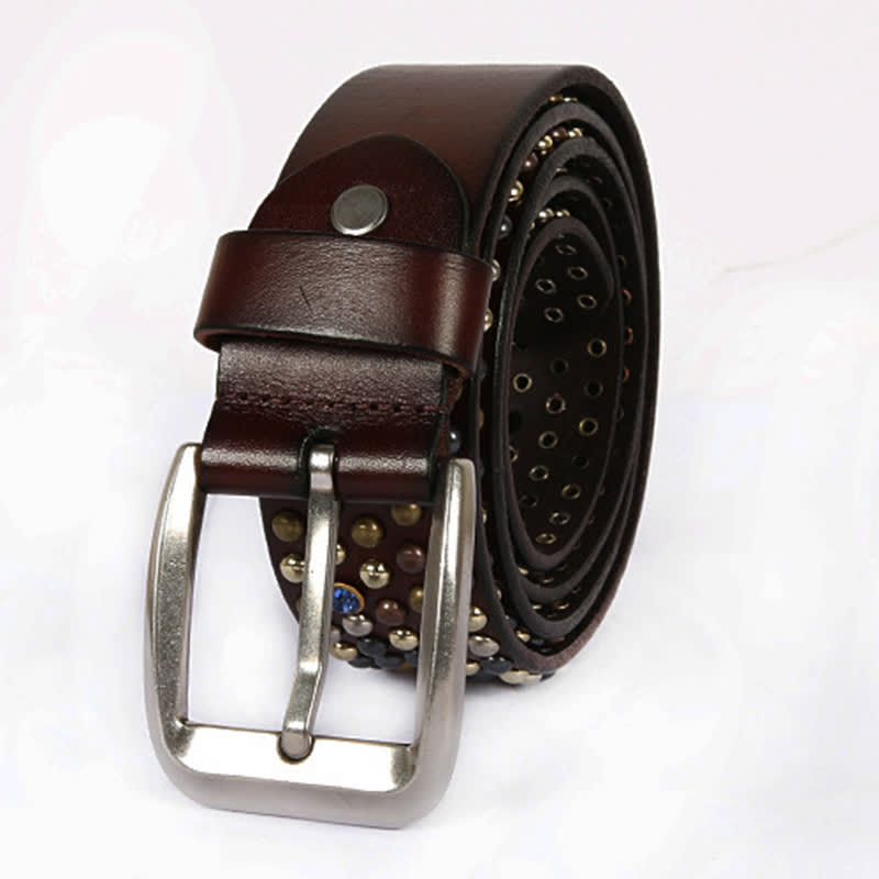 Stylish Nailheads Rhinestone Studded Rivet Leather Belt - image 11