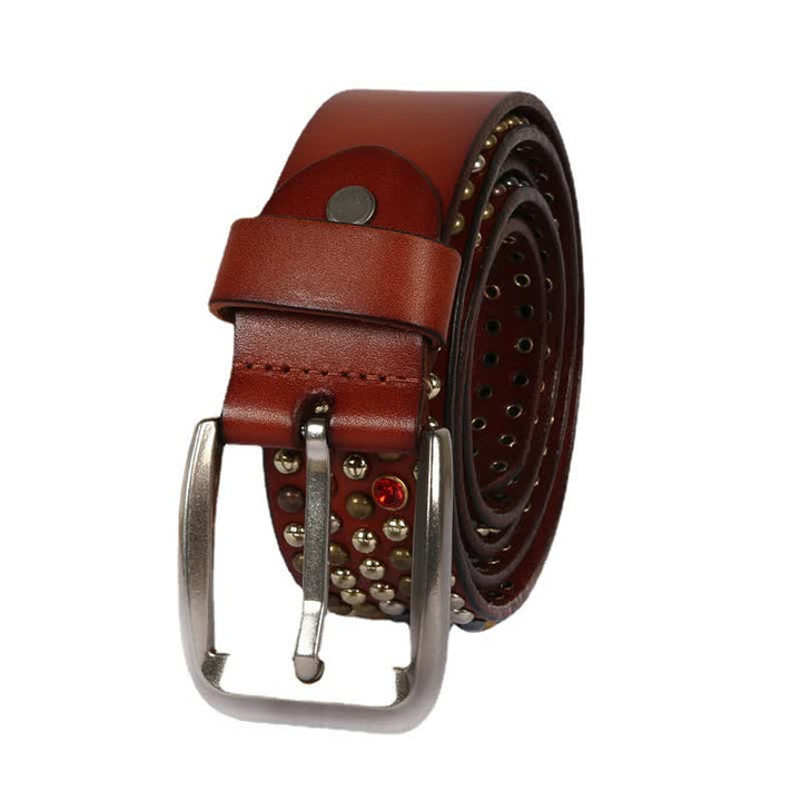 Stylish Nailheads Rhinestone Studded Rivet Leather Belt - image 14