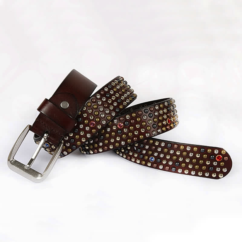 Stylish Nailheads Rhinestone Studded Rivet Leather Belt - image 10