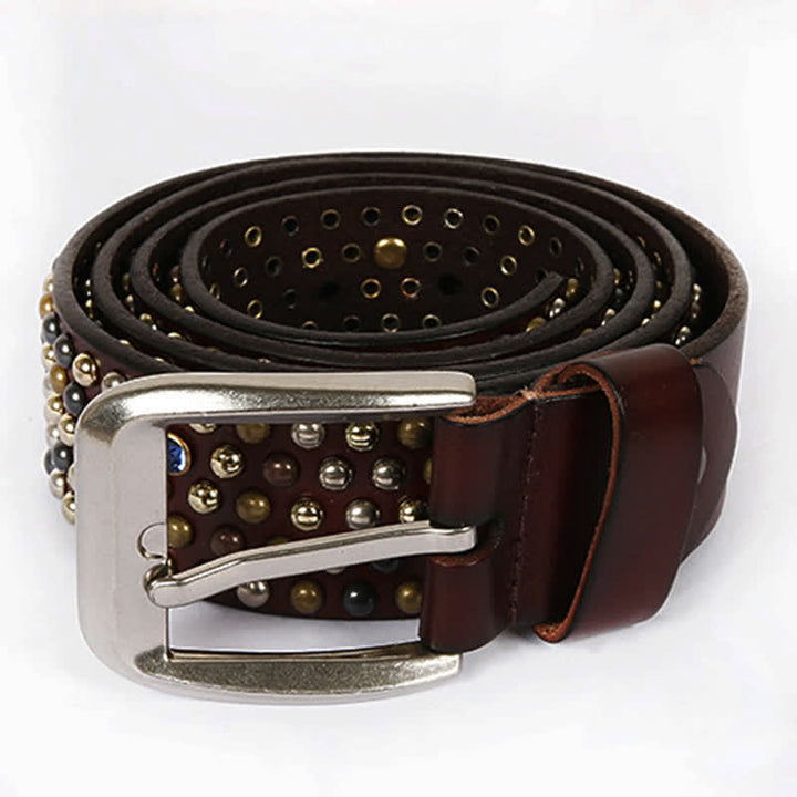 Stylish Nailheads Rhinestone Studded Rivet Leather Belt - image 12