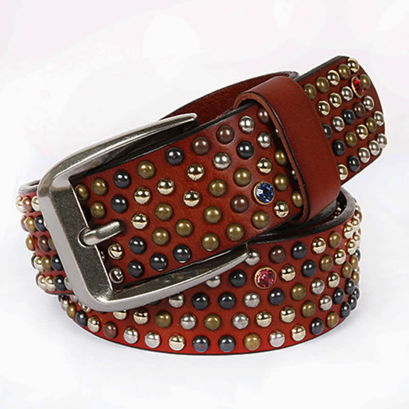 Stylish Nailheads Rhinestone Studded Rivet Leather Belt - image 15