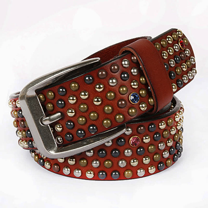 Stylish Nailheads Rhinestone Studded Rivet Leather Belt - image 15