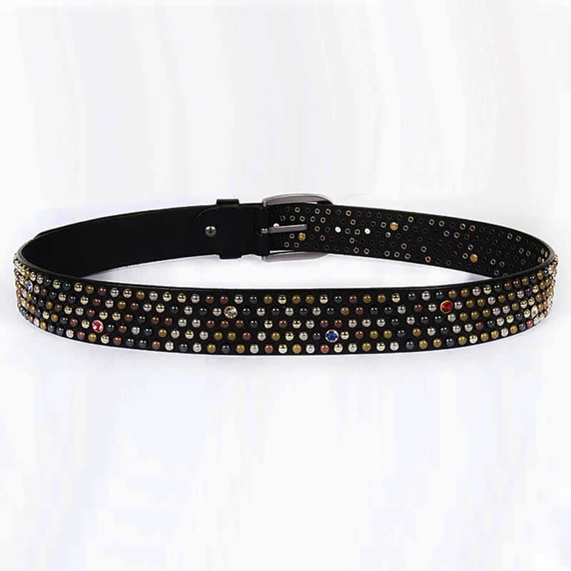 Stylish Nailheads Rhinestone Studded Rivet Leather Belt - image 5
