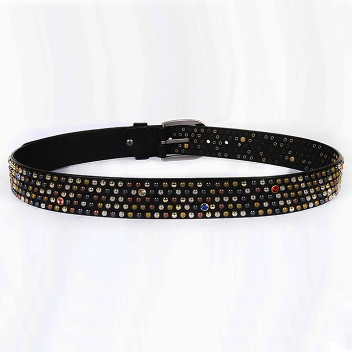 Stylish Nailheads Rhinestone Studded Rivet Leather Belt - image 5