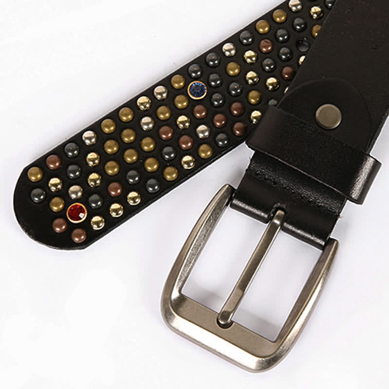 Stylish Nailheads Rhinestone Studded Rivet Leather Belt - image 6