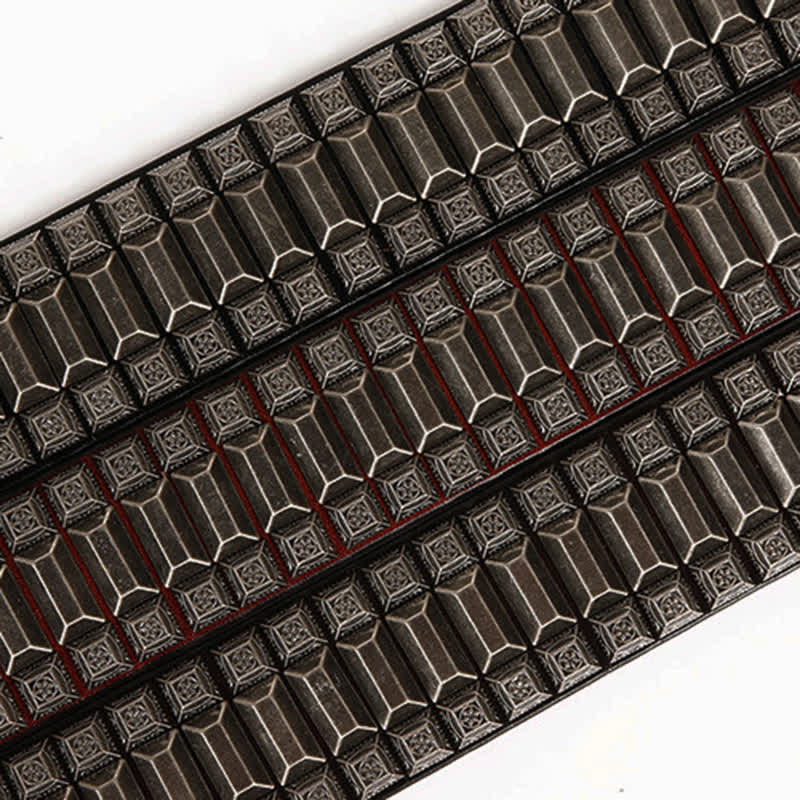 Vintage Geometric Metal Rivet Studded Leather Belt - image 5