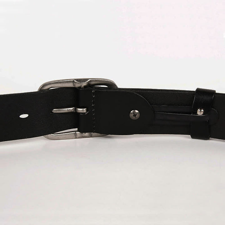 Vintage Geometric Metal Rivet Studded Leather Belt - image 16