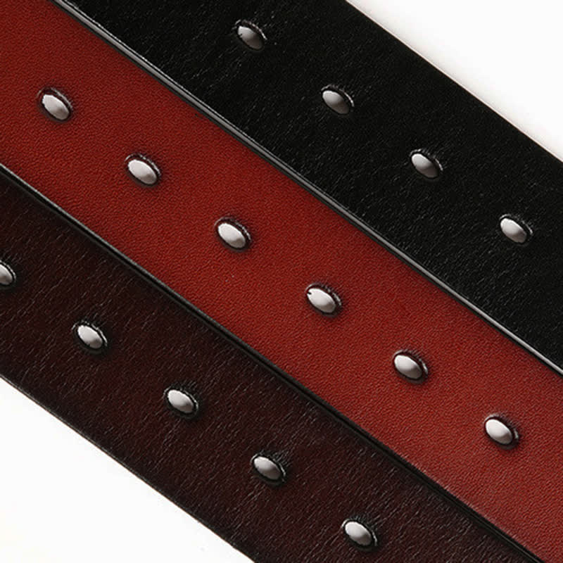 Vintage Geometric Metal Rivet Studded Leather Belt - image 6