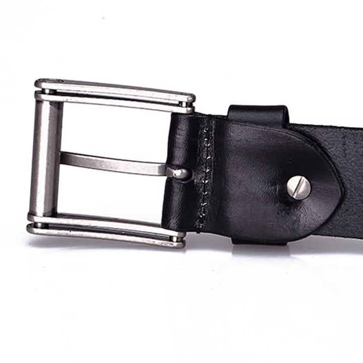 Heavy Metal Rivet Skull Cross Pattern Leather Belt - image 12